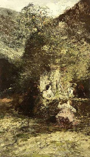 Artist Adolphe Joseph Thomas Monticelli Figures at a Fountain China oil painting art